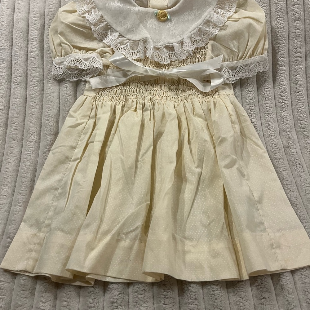 Classic Cream Lace-Trim Girls' Dress